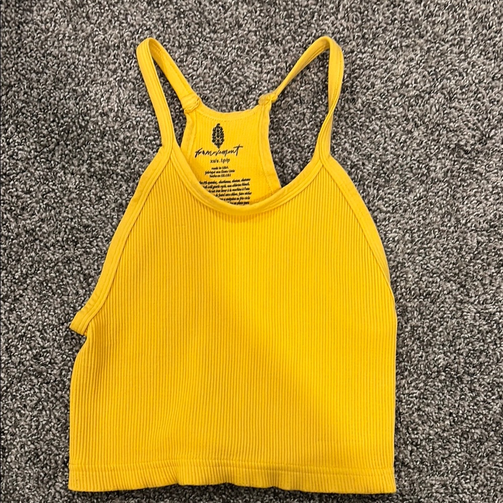Free people Yellow Ribbed Tank Top